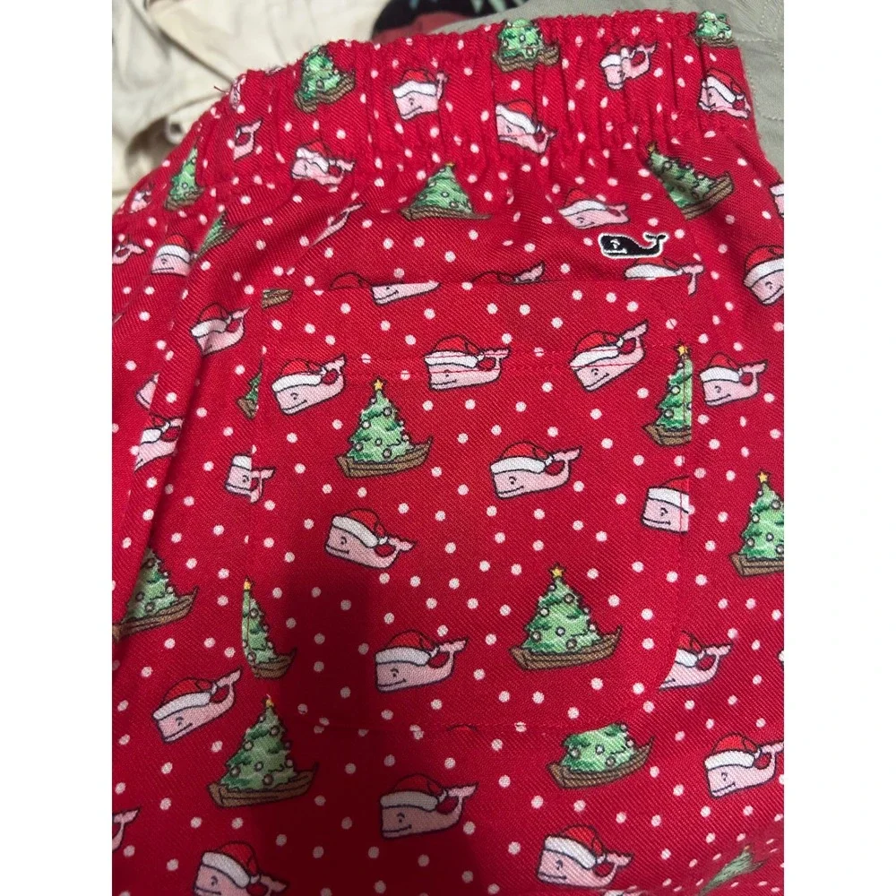 Vineyard Vines kids Santa Whale Flannel Loungewear Pant Cotton M Red‎ Christmas